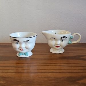 1996 Limited Edition Baileys Winking Face Cup and Creamer Set